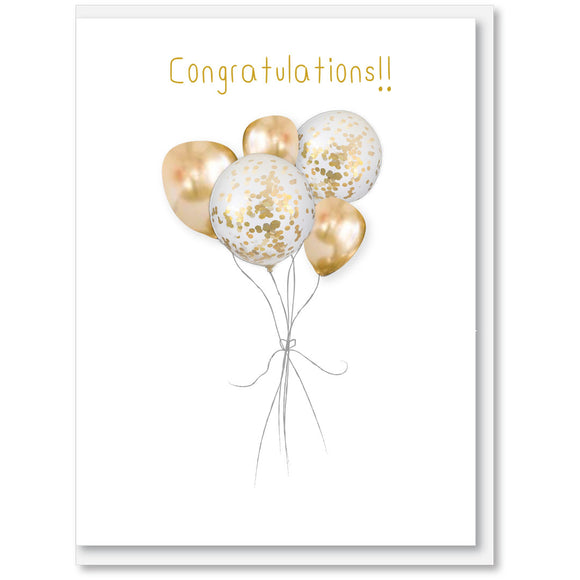 Congratultions Card with golden balloon bunch
