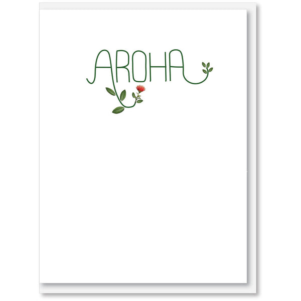 Aroha card with pohutukawa