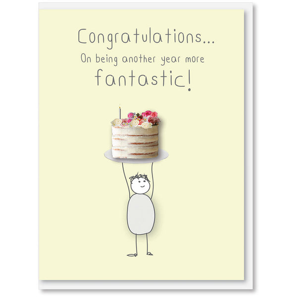 Congratulations card with boy holding card above head