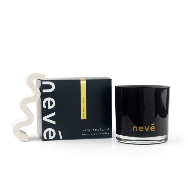 Neve black candle with box and marble wave